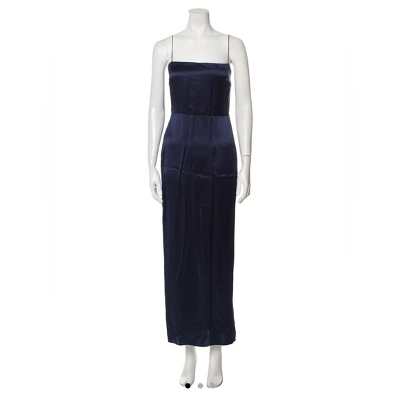 Reformation Silk Frankie Dress Navy - Picture 1 of 6